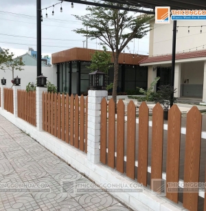 Hàng rào gỗ nhựa ngoài trời PE, hàng rào gỗ mã HR-03 ứng dụng thi công ngoài trời, hàng rào gỗ composite